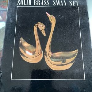 Brass Swan Figurine Pair